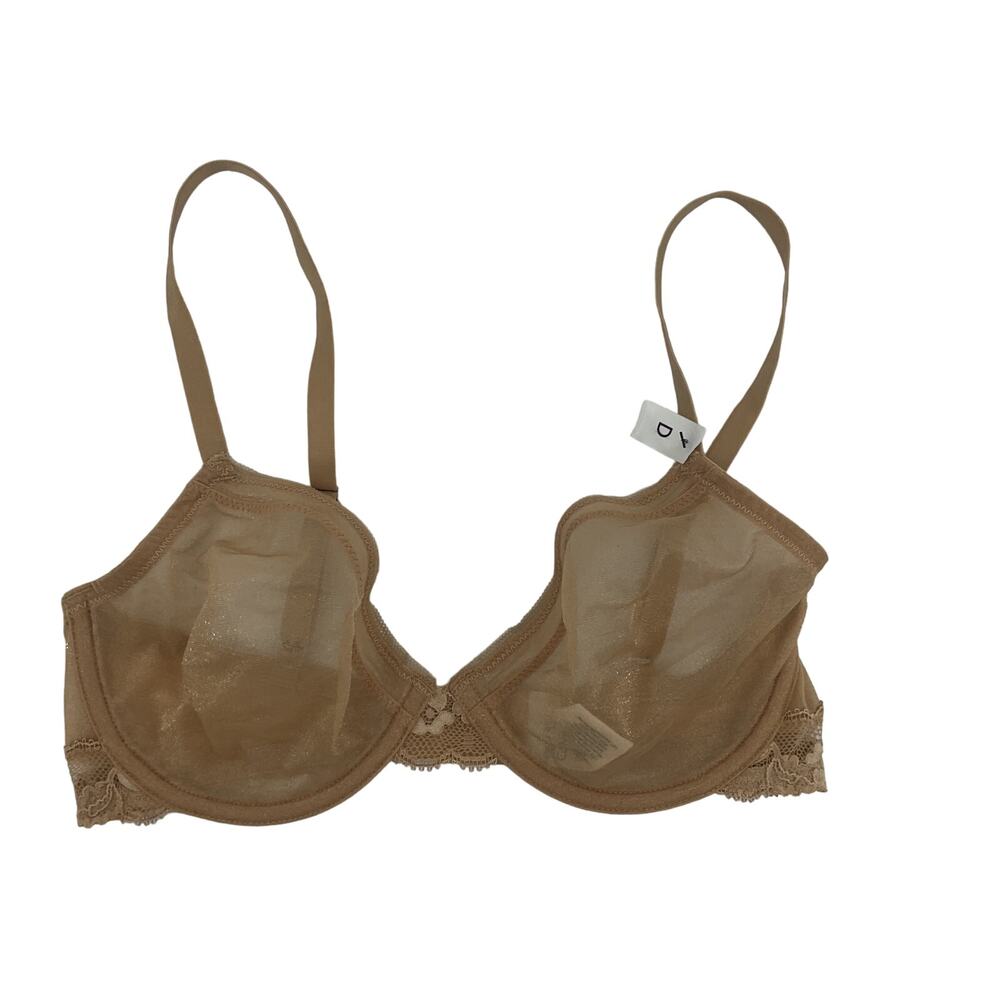 COPY- Calvin Klein 32D Women's Sheer Push Up Bra - Tan Nylon, Preowned